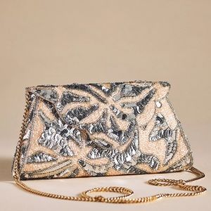 Anthropologie- Scalloped Sequin Crossbody Clutch